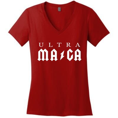 Ultra MAGA Parody Trump 2024 Women's V-Neck T-Shirt