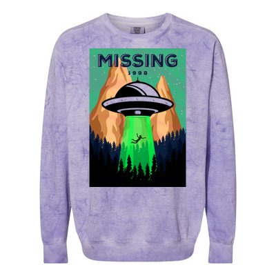 UFO Missing Person Retro Vintage Poster Colorblast Crewneck Sweatshirt