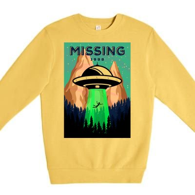 UFO Missing Person Retro Vintage Poster Premium Crewneck Sweatshirt