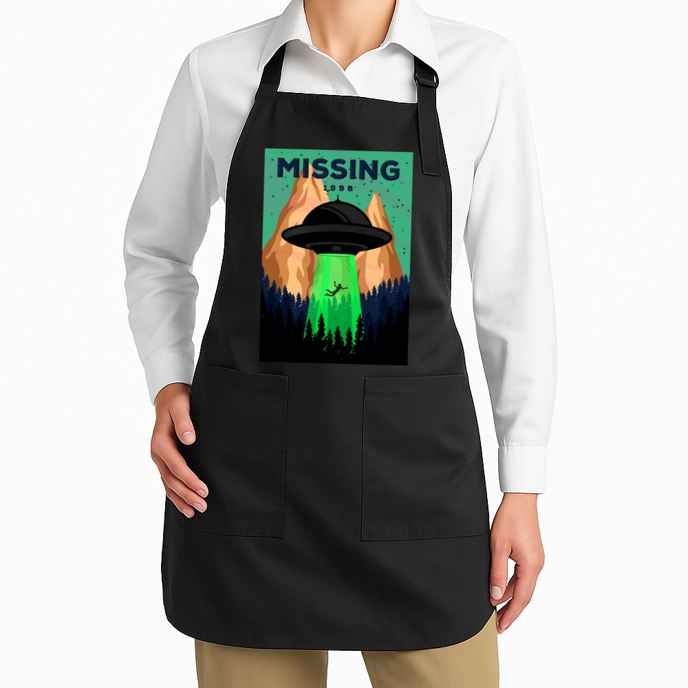 UFO Missing Person Retro Vintage Poster Apron