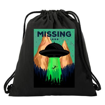 UFO Missing Person Retro Vintage Poster Drawstring Bag