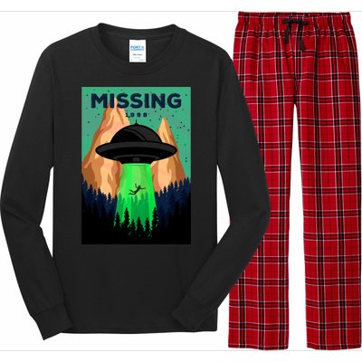 UFO Missing Person Retro Vintage Poster Long Sleeve Pajama Set