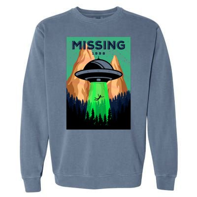 UFO Missing Person Retro Vintage Poster Garment-Dyed Sweatshirt