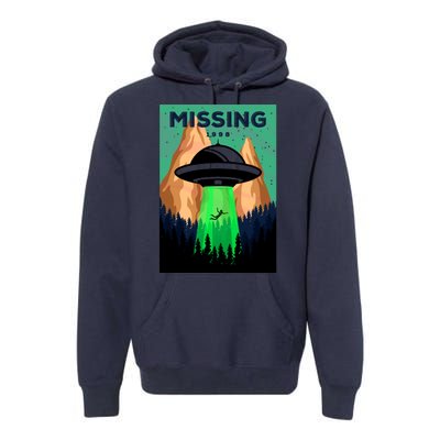 UFO Missing Person Retro Vintage Poster Premium Hoodie