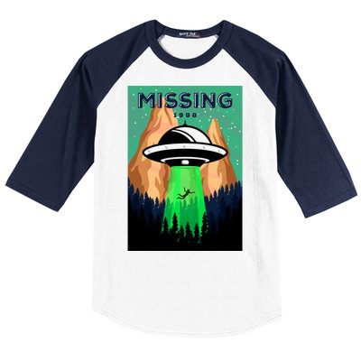 UFO Missing Person Retro Vintage Poster Baseball Sleeve Shirt