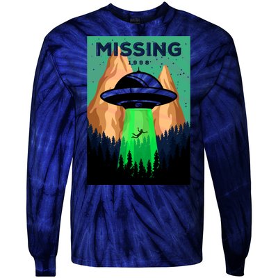 UFO Missing Person Retro Vintage Poster Tie-Dye Long Sleeve Shirt