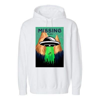 UFO Missing Person Retro Vintage Poster Garment-Dyed Fleece Hoodie