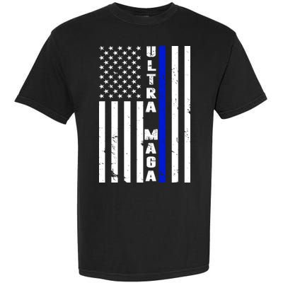 Ultra Maga Police Officer USA Flag Garment-Dyed Heavyweight T-Shirt