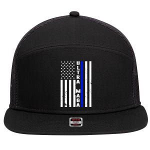 Ultra Maga Police Officer USA Flag 7 Panel Mesh Trucker Snapback Hat