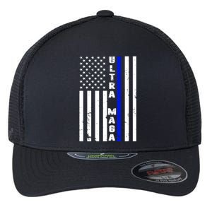 Ultra Maga Police Officer USA Flag Flexfit Unipanel Trucker Cap