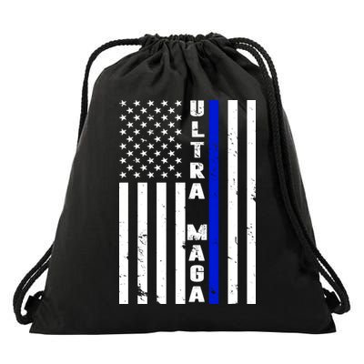 Ultra Maga Police Officer USA Flag Drawstring Bag