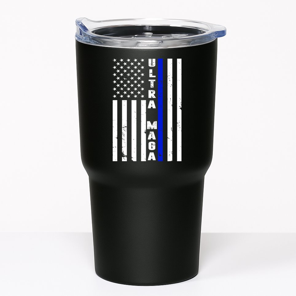 Ultra Maga Police Officer USA Flag Tumbler