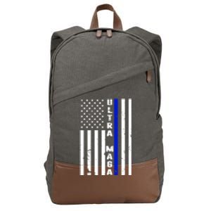 Ultra Maga Police Officer USA Flag Cotton Canvas Backpack