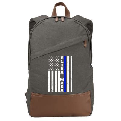 Ultra Maga Police Officer USA Flag Cotton Canvas Backpack