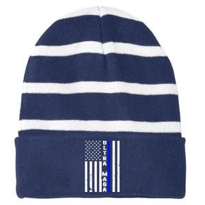 Ultra Maga Police Officer USA Flag Striped Beanie with Solid Band