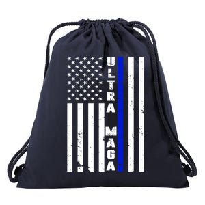 Ultra Maga Police Officer USA Flag Drawstring Bag