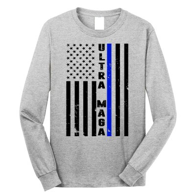 Ultra Maga Police Officer USA Flag Long Sleeve Shirt