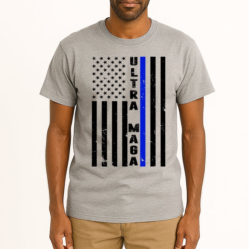 Ultra Maga Police Officer USA Flag Tall T-Shirt