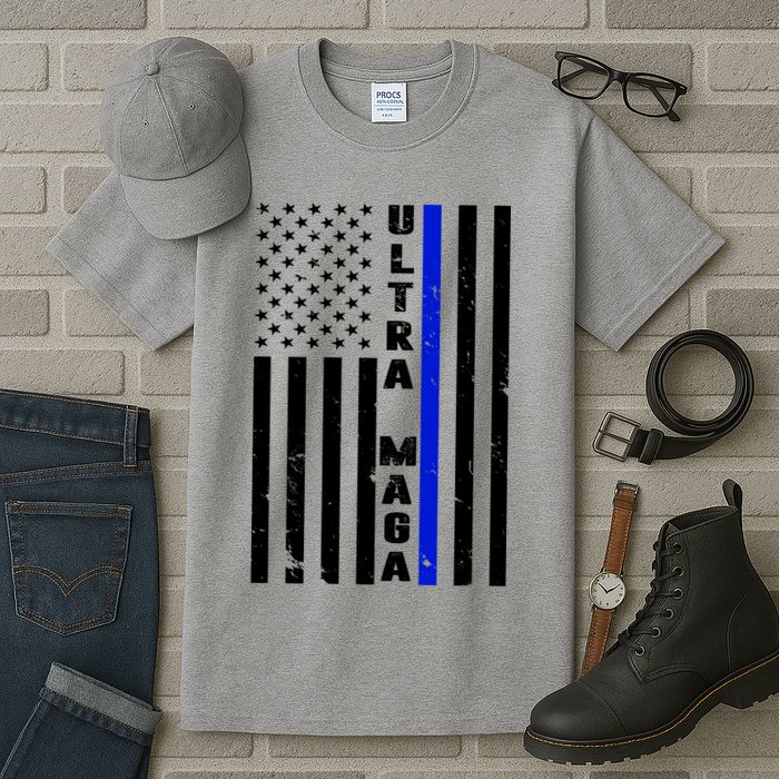 Ultra Maga Police Officer USA Flag Tall T-Shirt