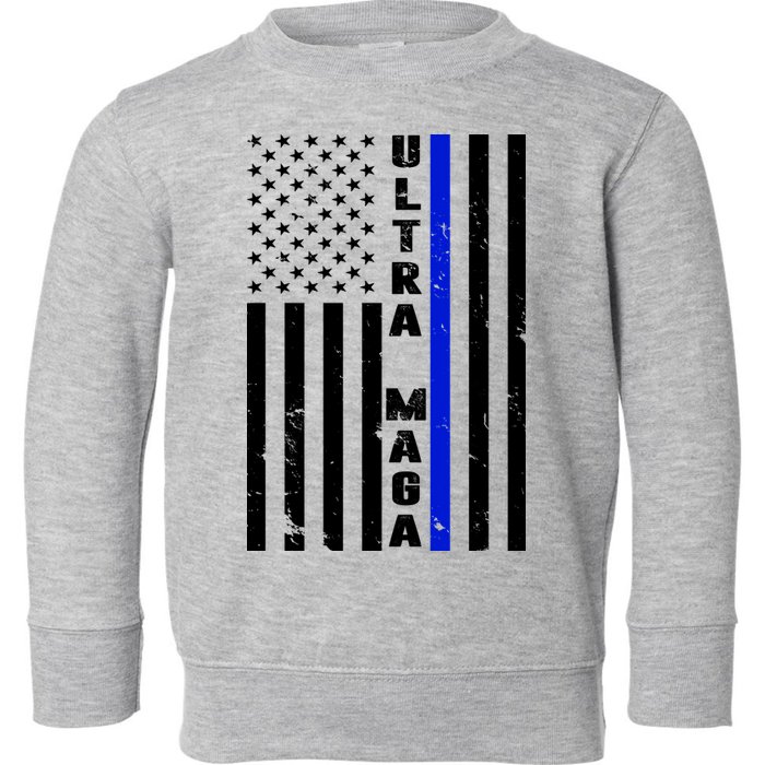 Ultra Maga Police Officer USA Flag Toddler Sweatshirt