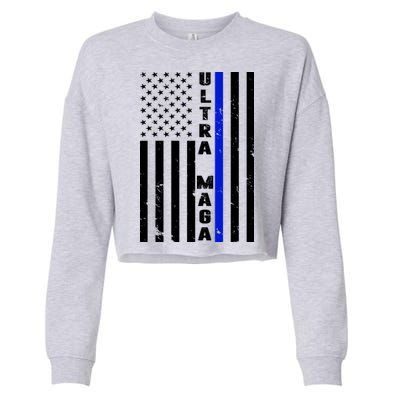 Ultra Maga Police Officer USA Flag Cropped Pullover Crew