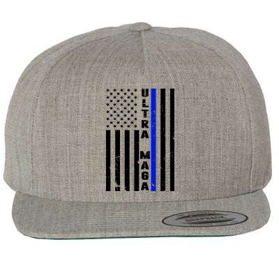 Ultra Maga Police Officer USA Flag Wool Snapback Cap
