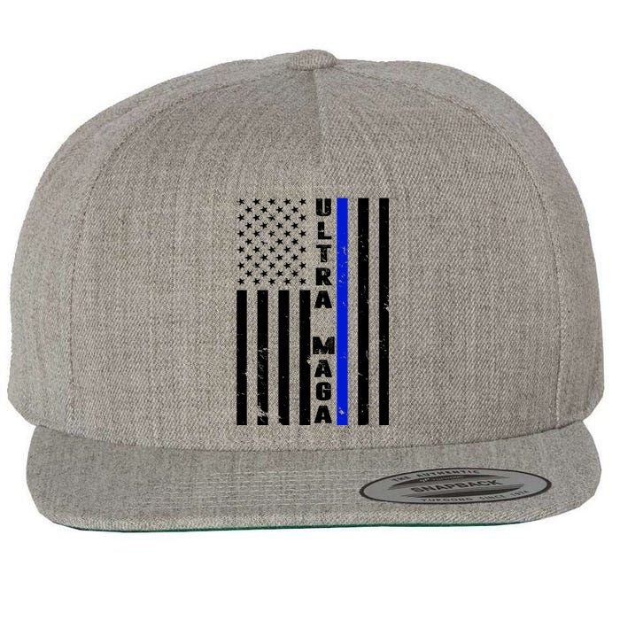 Ultra Maga Police Officer USA Flag Wool Snapback Cap