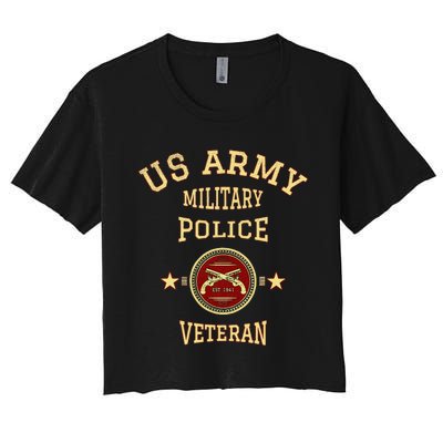 US Military Police Veteran Police Officer Retirement Women's Crop Top Tee