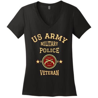 US Military Police Veteran Police Officer Retirement Women's V-Neck T-Shirt