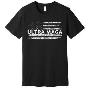 Ultra Maga Proud Ultra Maga Anti Biden Us Flag Pro Trump Premium T-Shirt