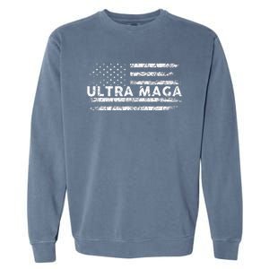 Ultra Maga Proud Ultra Maga Anti Biden Us Flag Pro Trump Garment-Dyed Sweatshirt