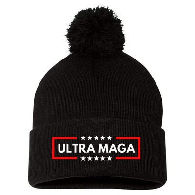 Ultra Maga Pro Trump 2024 Trump Maga King Anti Biden Pom Pom 12in Knit Beanie