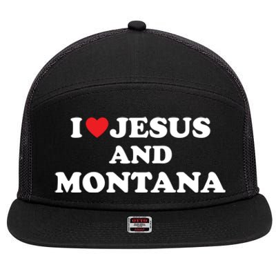 Usa Map Proud Christian Meaningful Gift I Love Jesus And Montana Gift 7 Panel Mesh Trucker Snapback Hat