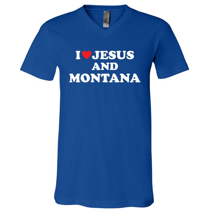 Usa Map Proud Christian Meaningful Gift I Love Jesus And Montana Gift V-Neck T-Shirt