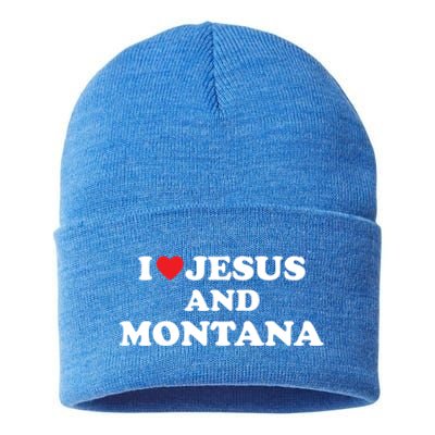 Usa Map Proud Christian Meaningful Gift I Love Jesus And Montana Gift Sustainable Knit Beanie