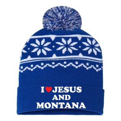 Usa Map Proud Christian Meaningful Gift I Love Jesus And Montana Gift USA-Made Snowflake Beanie