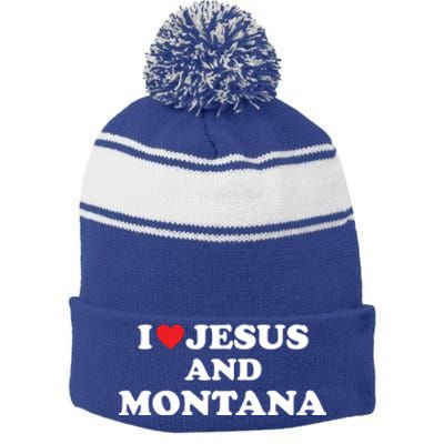 Usa Map Proud Christian Meaningful Gift I Love Jesus And Montana Gift Stripe Pom Pom Beanie