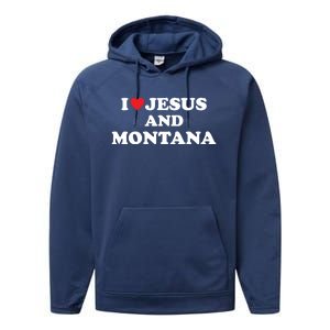 Usa Map Proud Christian Meaningful Gift I Love Jesus And Montana Gift Performance Fleece Hoodie