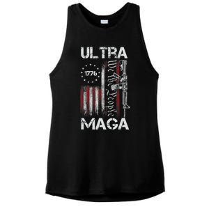 Ultra Maga Proud Ultra Maga America Flag Ladies PosiCharge Tri-Blend Wicking Tank