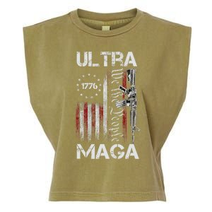 Ultra Maga Proud Ultra Maga America Flag Garment-Dyed Women's Muscle Tee