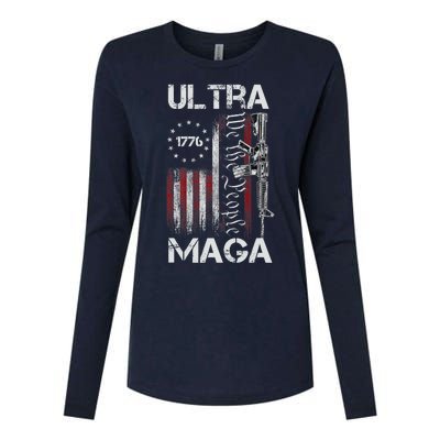 Ultra Maga Proud Ultra Maga America Flag Womens Cotton Relaxed Long Sleeve T-Shirt