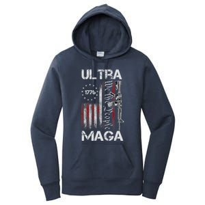 Ultra Maga Proud Ultra Maga America Flag Women's Pullover Hoodie