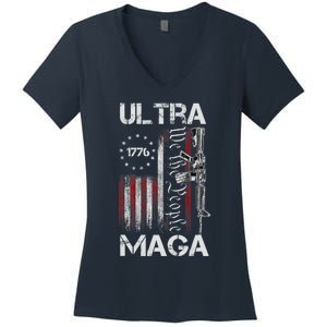 Ultra Maga Proud Ultra Maga America Flag Women's V-Neck T-Shirt