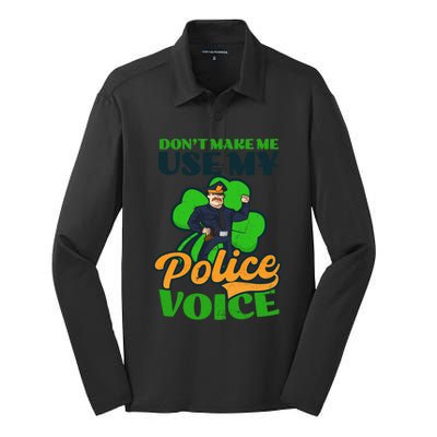 Use My Police Voice Design St Patricks Police Gift Silk Touch Performance Long Sleeve Polo