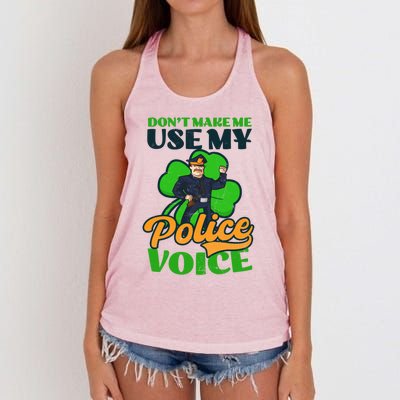 Use My Police Voice Design St Patricks Police Meaningful Gift Women's Knotted Racerback Tank