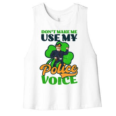 Use My Police Voice Design St Patricks Police Meaningful Gift Women's Racerback Cropped Tank