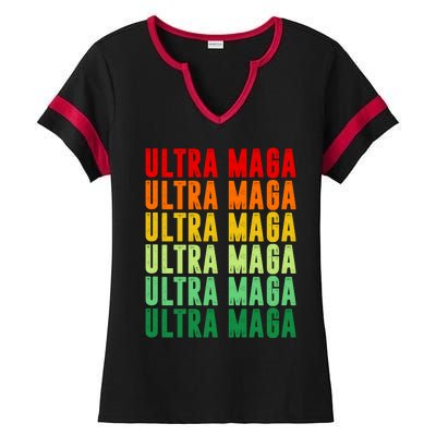 Ultra Maga Retro Vintage Ladies Halftime Notch Neck Tee