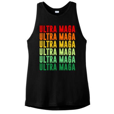 Ultra Maga Retro Vintage Ladies PosiCharge Tri-Blend Wicking Tank