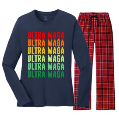 Ultra Maga Retro Vintage Women's Long Sleeve Flannel Pajama Set 