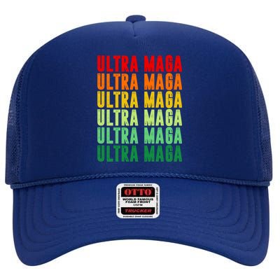 Ultra Maga Retro Vintage High Crown Mesh Back Trucker Hat